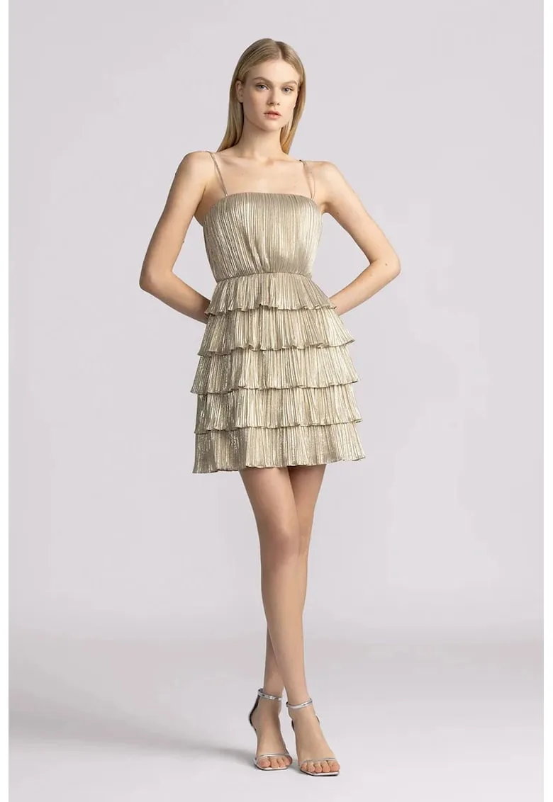 Rochie mini cu volane si bretele reglabile