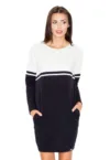 Rochie  bumbac - alb-negru