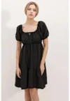Rochie mini dama - HiCCUP - decolteu patrat - bumbac/poliester - negru