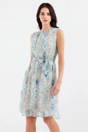 Rochie mini dama - decolteu rotund - poliester - multicolor