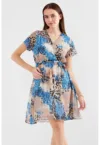 Rochie mini dama HiCCUP - imprimeu floral - decolteu in V - textil - multicolor