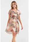 Rochie mini dama - HiCCUP - imprimeu floral - decolteu in V - textil - multicolor