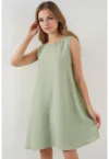 Rochie mini dama -  viscoza/in - decolteu rotund - fara maneci - verde