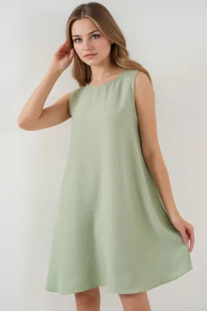 Rochie mini dama - viscoza/in - decolteu rotund - fara maneci - verde