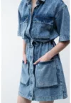 Rochie mini de denim din amestec de bumbac organic