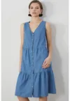 Rochie mini de denim fara maneci