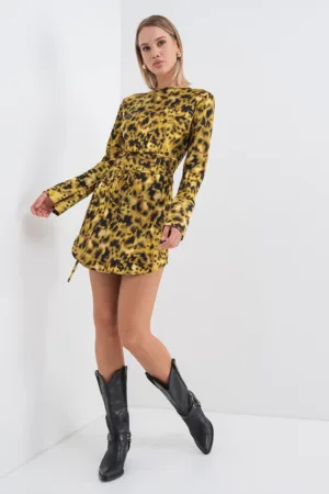 Rochie mini de satin cu prindere cu cordon