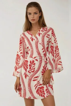 Rochie mini  decolteu in V - material textil