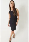 Rochie mini -  decupata cu inchidere cu nod - neagra - jerseu