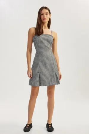Rochie mini din amestec de bumbac in carouri