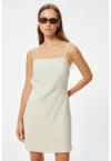 Rochie mini din amestec de in cu decupaj pe partea din spate