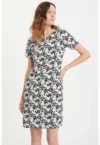 Rochie mini din amestec de in cu model floral
