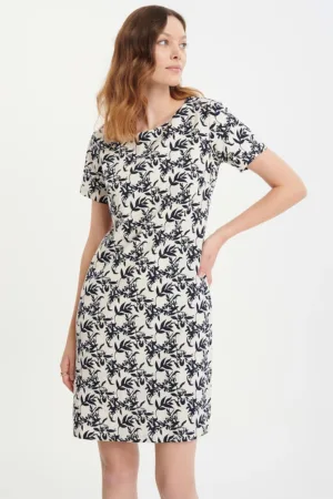 Rochie mini din amestec de in cu model floral