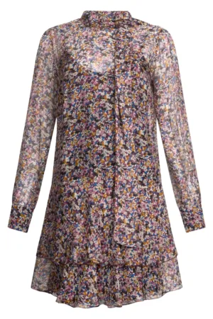 Rochie mini din amestec de matase Floral