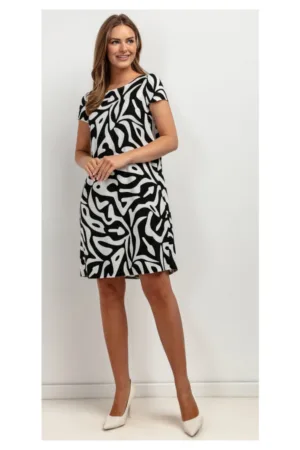 Rochie mini din amestec din in cu imprimeu