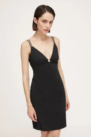 Rochie mini din bumbac cu croiala dreapta