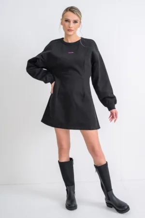 Rochie mini din bumbac cu maneci bufante