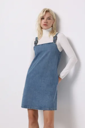 Rochie mini din denim cu bretele