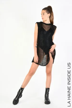 Rochie mini din plasa fara maneci