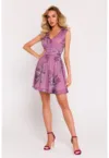 Rochie mini din sifon cu decolteu -  Mov liliachiu -