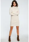 Rochie mini din tricot cu guler inalt -