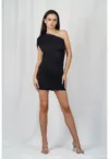 Rochie mini drapata - cu un umar gol