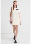 Rochie mini dreapta din tuid cu ganituri impletite