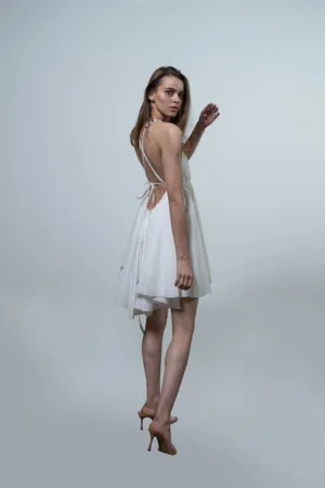 Rochie mini evazata cu bretele incrucisate