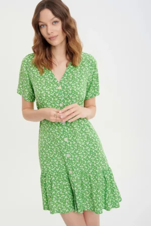 Rochie mini evazata cu imprimeu floral