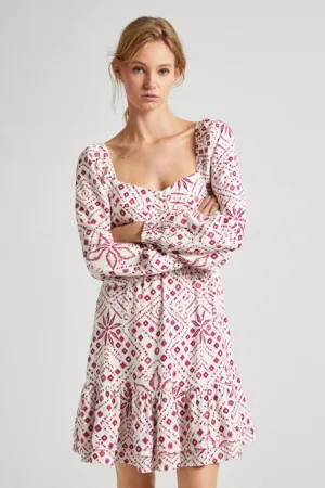 Rochie mini evazata cu model geometric