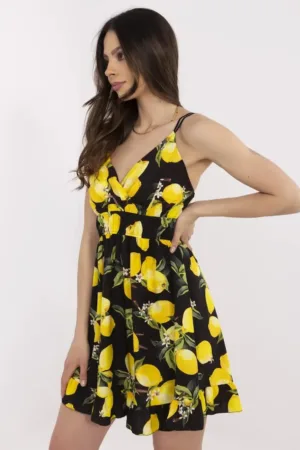 Rochie mini evazate cu imprimeu cu citrice -