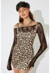 Rochie mini fara maneci cu animal print