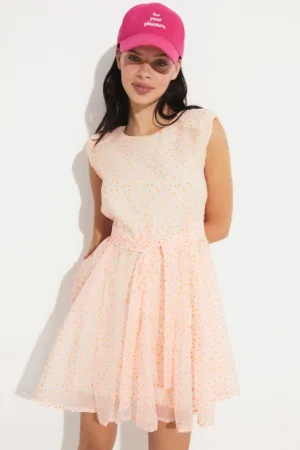 Rochie mini fara maneci cu buline