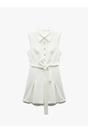 Rochie mini fara maneci cu guler clasic