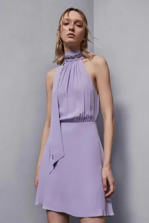 Rochie mini fara maneci - cu inchidere la spate cu panglica