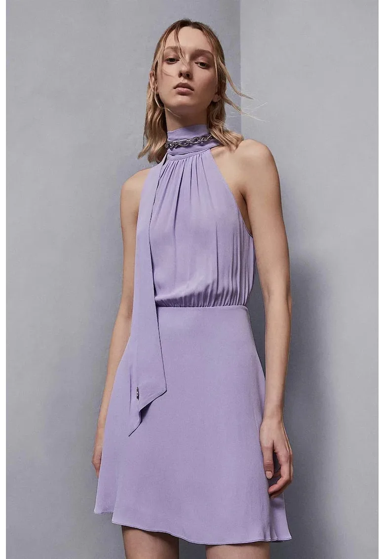 Rochie mini fara maneci - cu inchidere la spate cu panglica