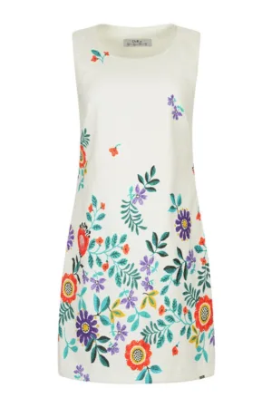 Rochie mini fara maneci - cu motive florale