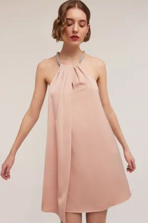Rochie mini fara maneci cu sapect satinat