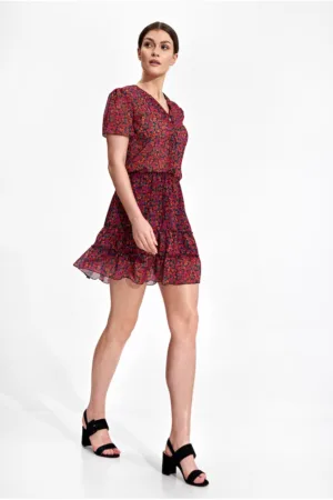 Rochie mini - florala - boho - poliester - multicolor