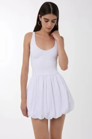 Rochie mini -  fusta balon - alb