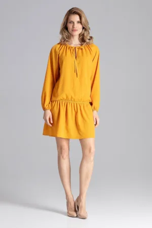 Rochie mini - galbena - volane - vara - poliester