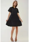 Rochie mini -  guler camasa - nasturi - negru - in