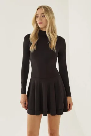 Rochie mini -  guler - negru - poliester