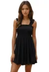 Rochie mini -  guler patrat - negru - tricot