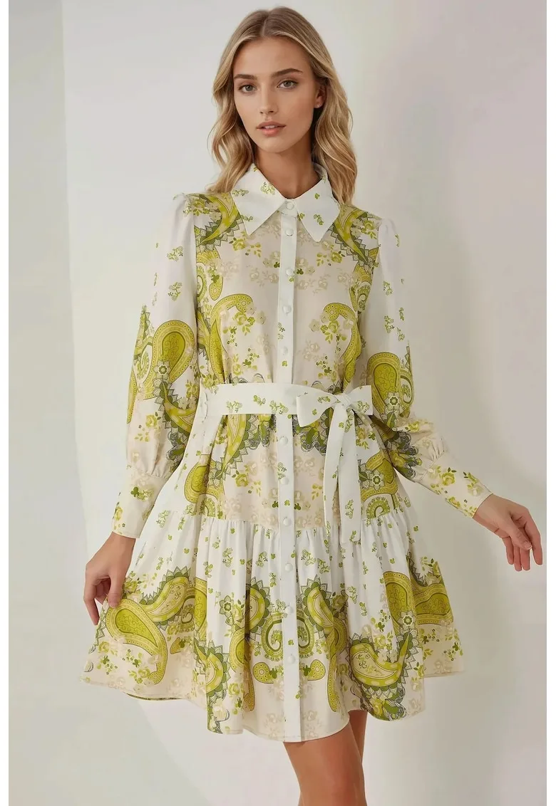 Rochie mini - imprimeu - multicolor - material subtire