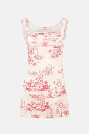 Rochie mini -  imprimeu - roz - textil