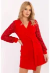 Rochie mini in A cu decolteu cache-coeur si paiete -