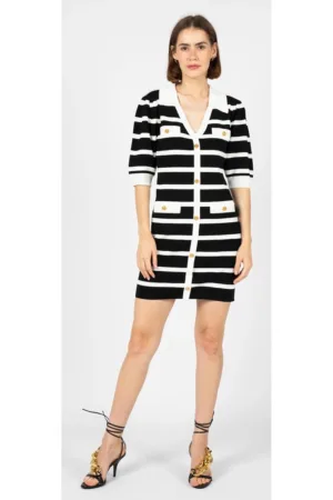 Rochie mini in dungi cu decolteu in V -