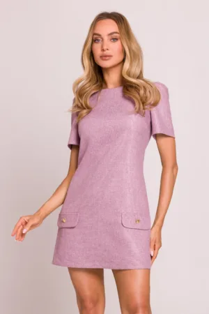 Rochie mini in forma de trapez - Roz -