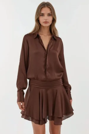 Rochie mini  maro cognac